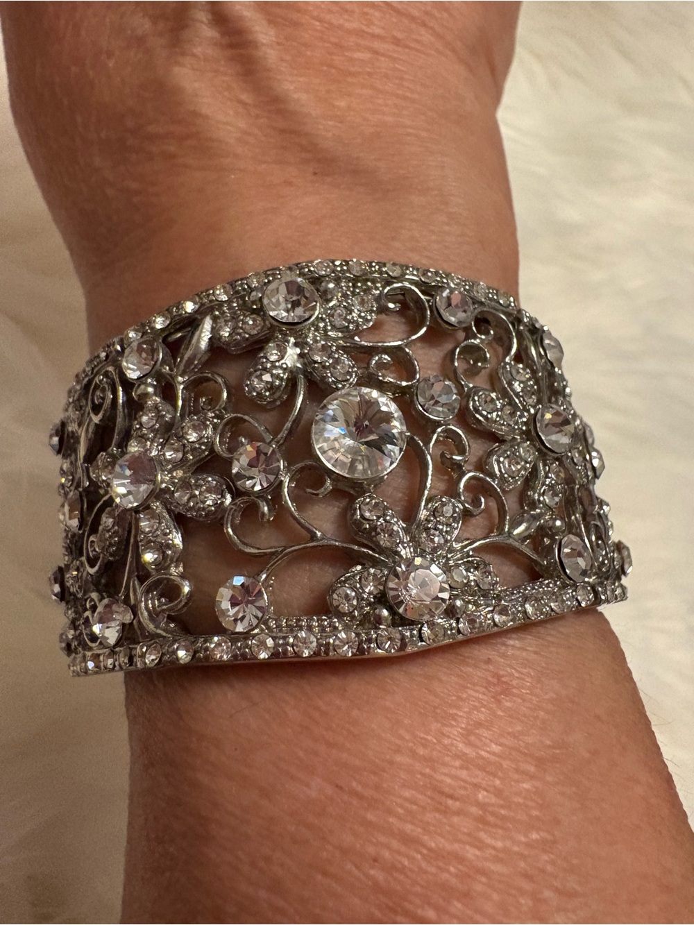 Brilliant Boho Multi Diamond Rhinestone Wide Bangle Bracelet